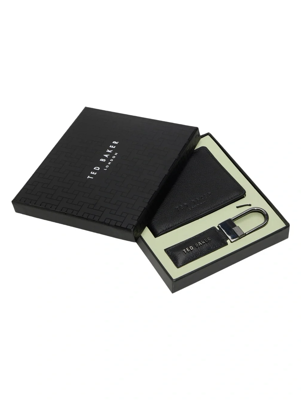 NWT Ted Baker Black Leather Wallet and Keyring Set